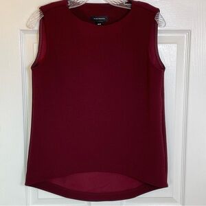 Club Monaco Burgundy Sleeveless Sculptural Top Round Neck Classic Womens XS